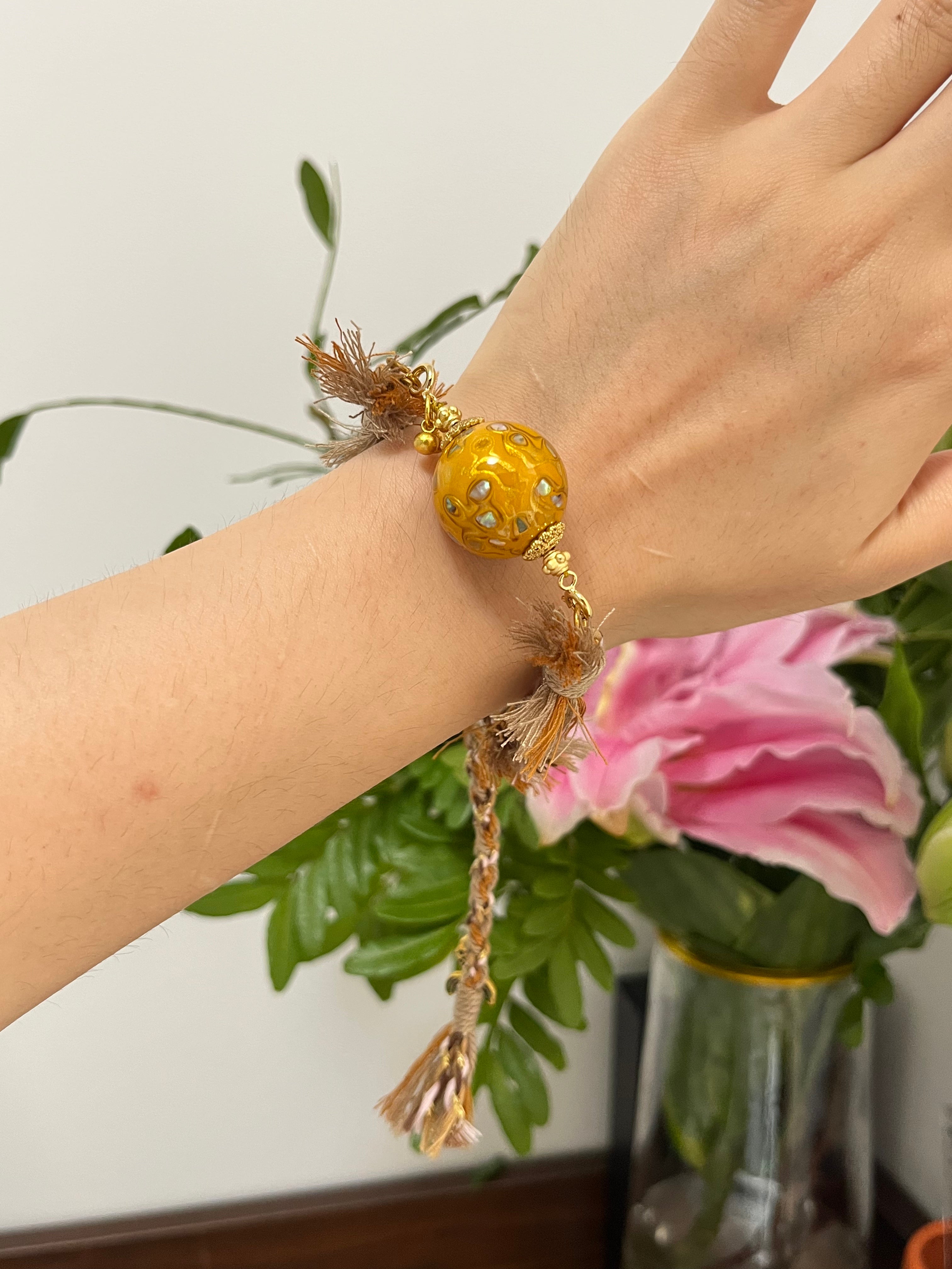 Lacquer Bead Handwoven Bracelet