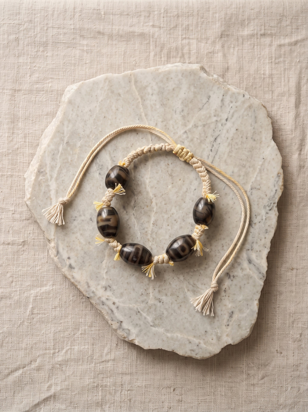 Handwoven Agate Bead Bracelet