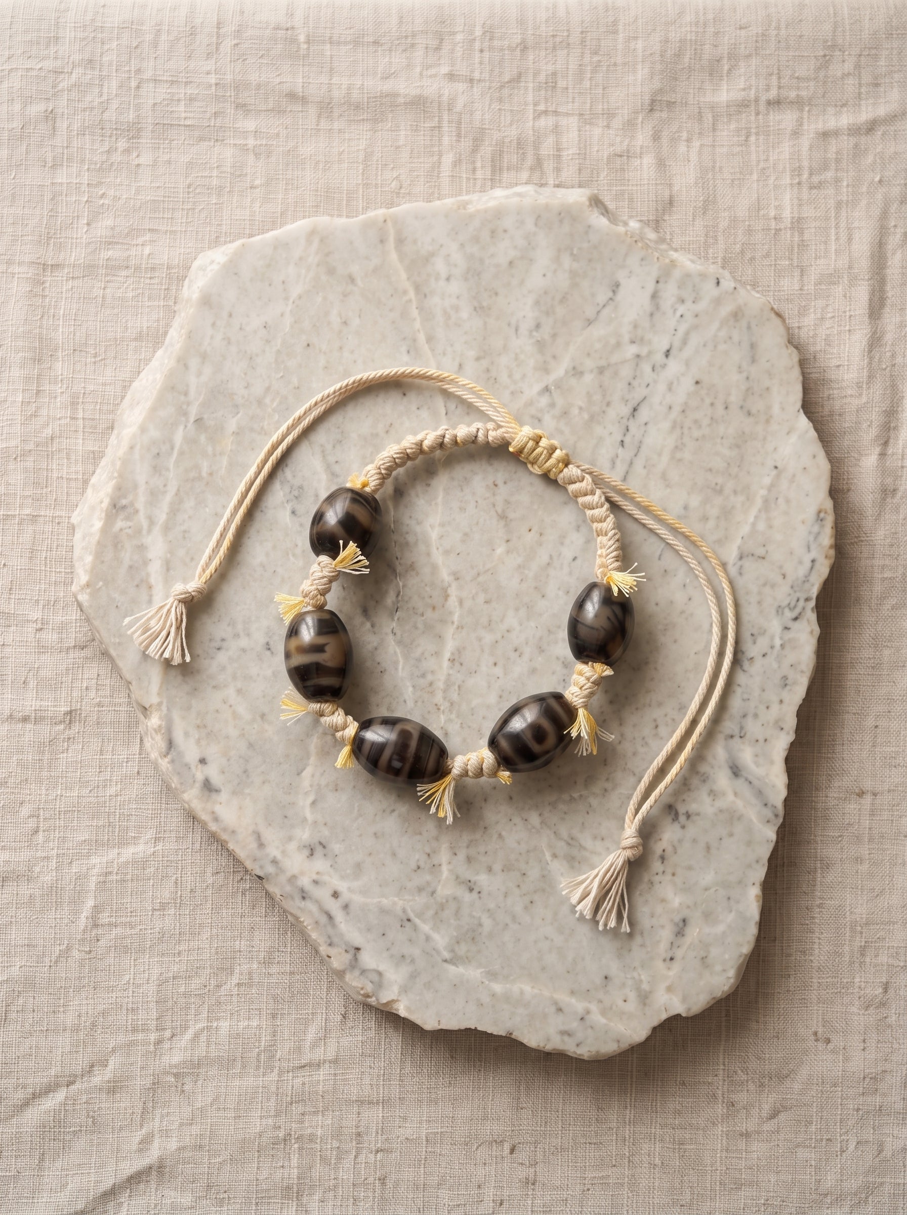 Handwoven Agate Bead Bracelet
