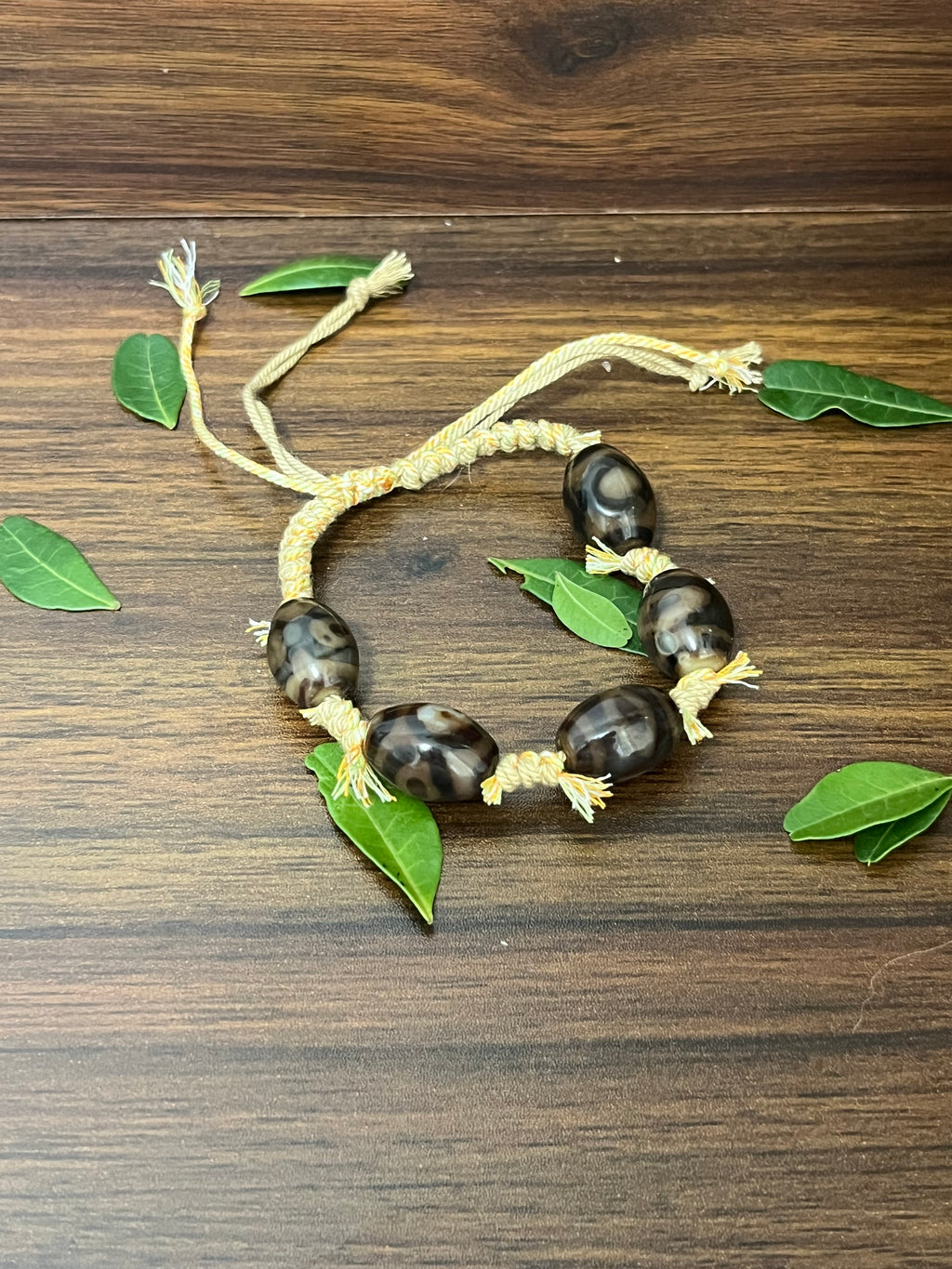 Handwoven Agate Bead Bracelet