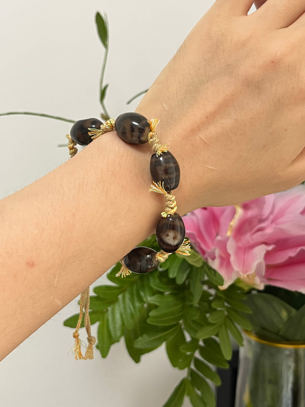 Handwoven Agate Bead Bracelet