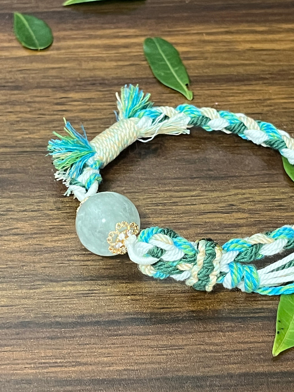 Handwoven Green Bead Bracelet