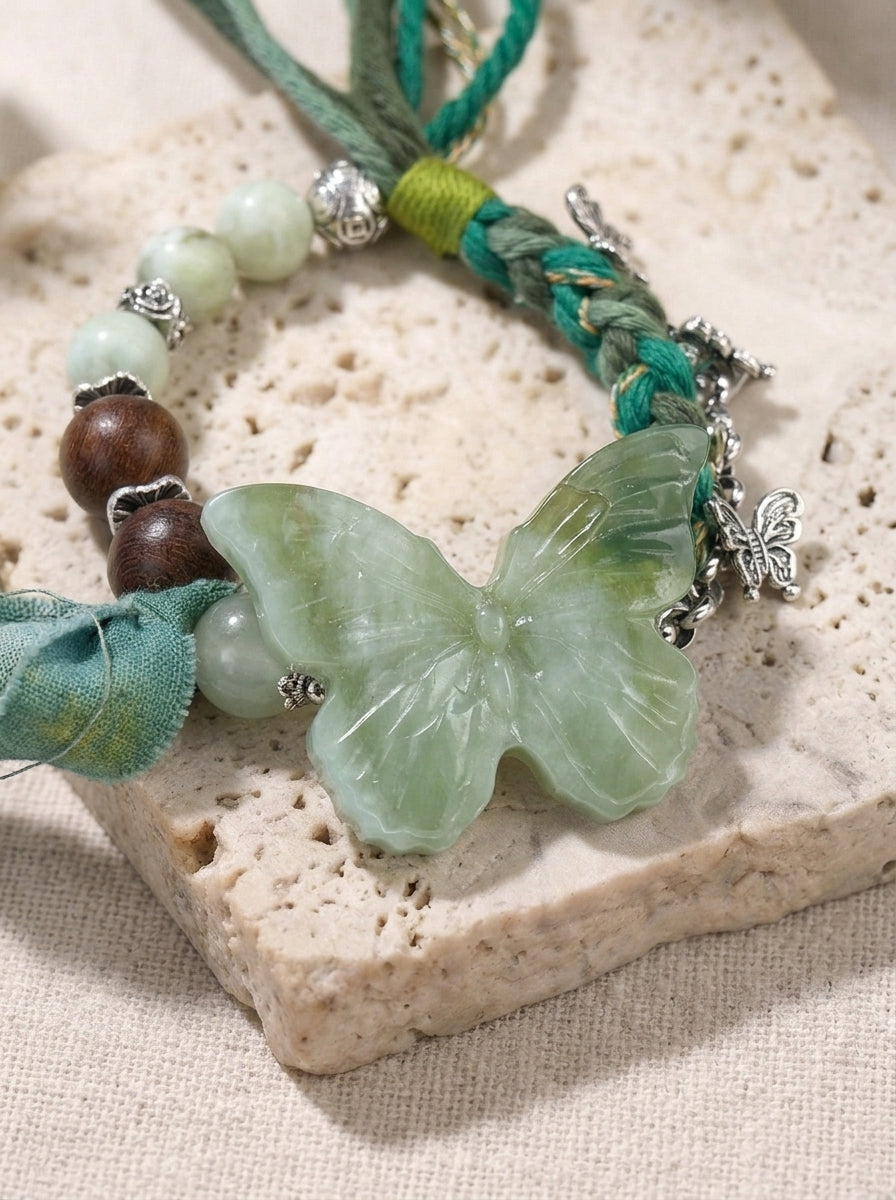 Wasteland Woven Butterfly Xiuyu Jade Bracelet