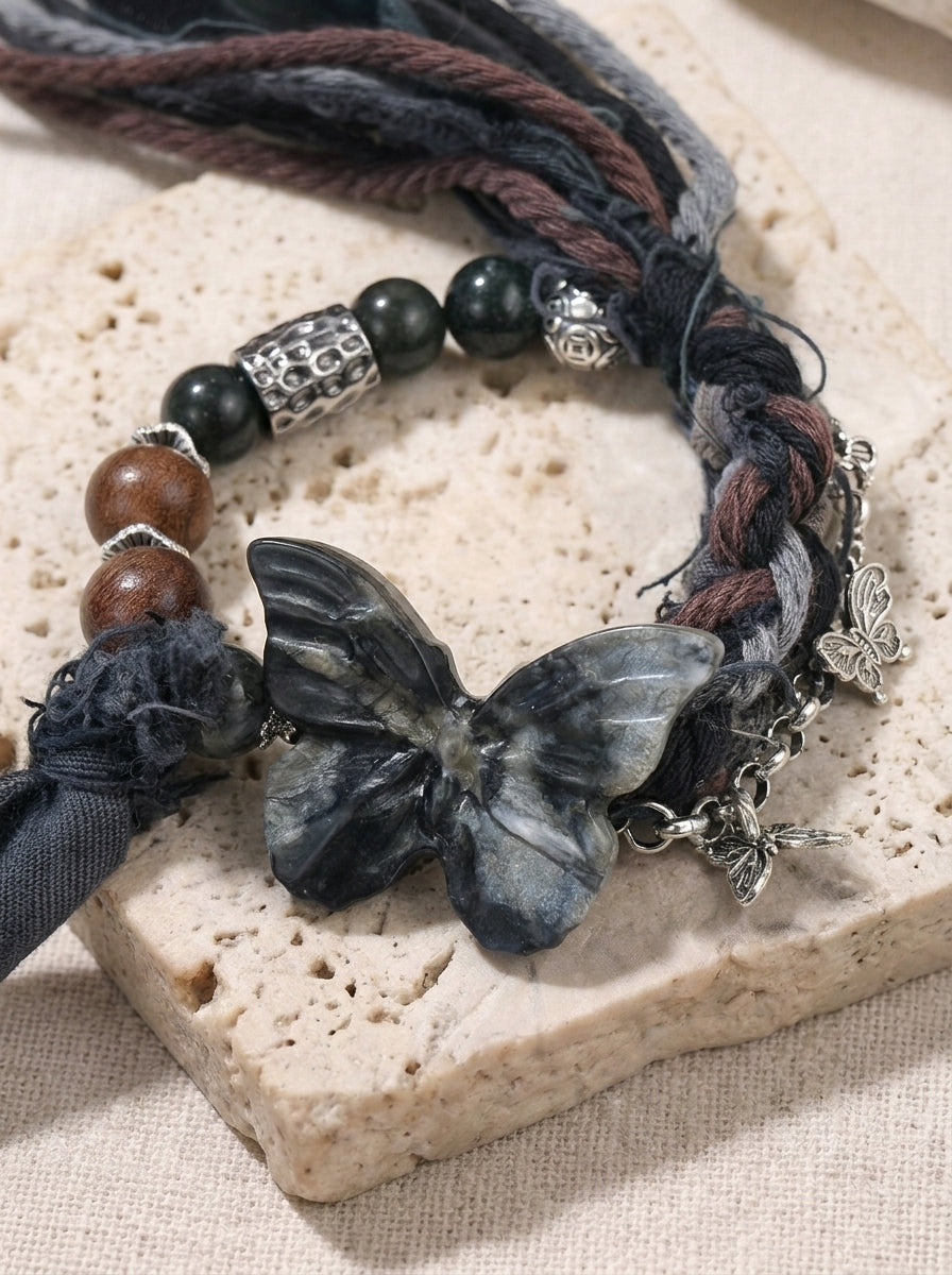 Wasteland Woven Butterfly Xiuyu Jade Bracelet