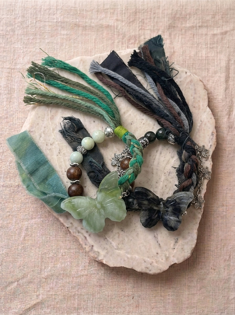 Wasteland Woven Butterfly Xiuyu Jade Bracelet