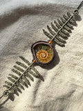 Fern Leaf & Ammonite Fossil Macramé Bracelet