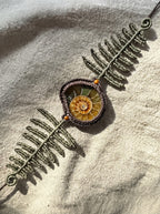 Fern Leaf & Ammonite Fossil Macramé Bracelet