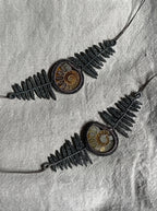 Fern Leaf & Ammonite Fossil Macramé Bracelet