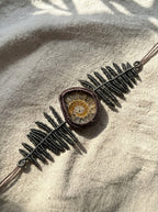 Fern Leaf & Ammonite Fossil Macramé Bracelet