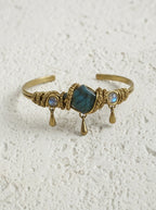 Raw Labradorite & Brass Wire Wrapped Bracelet