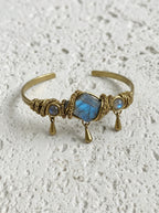 Raw Labradorite & Brass Wire Wrapped Bracelet