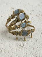 Raw Labradorite & Brass Wire Wrapped Bracelet