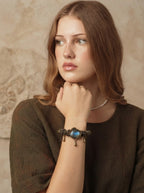 Raw Labradorite & Brass Wire Wrapped Bracelet