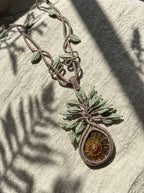 Ammonite Fossil Tree of Life Macramé Necklace