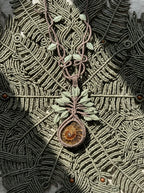 Ammonite Fossil Tree of Life Macramé Necklace