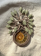 Ammonite Fossil Tree of Life Macramé Necklace