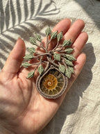 Ammonite Fossil Tree of Life Macramé Necklace