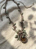 Ammonite Fossil Tree of Life Macramé Necklace