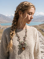 Ammonite Fossil Tree of Life Macramé Necklace