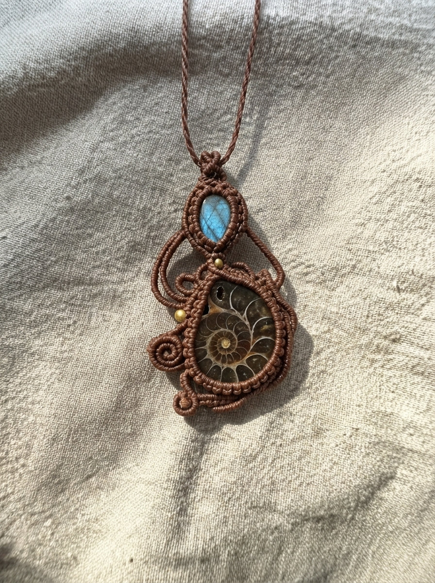 Ammonite & Labradorite Teardrop Necklace