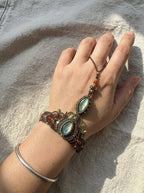 Labradorite Macramé Wrap Finger Chain Bracelet