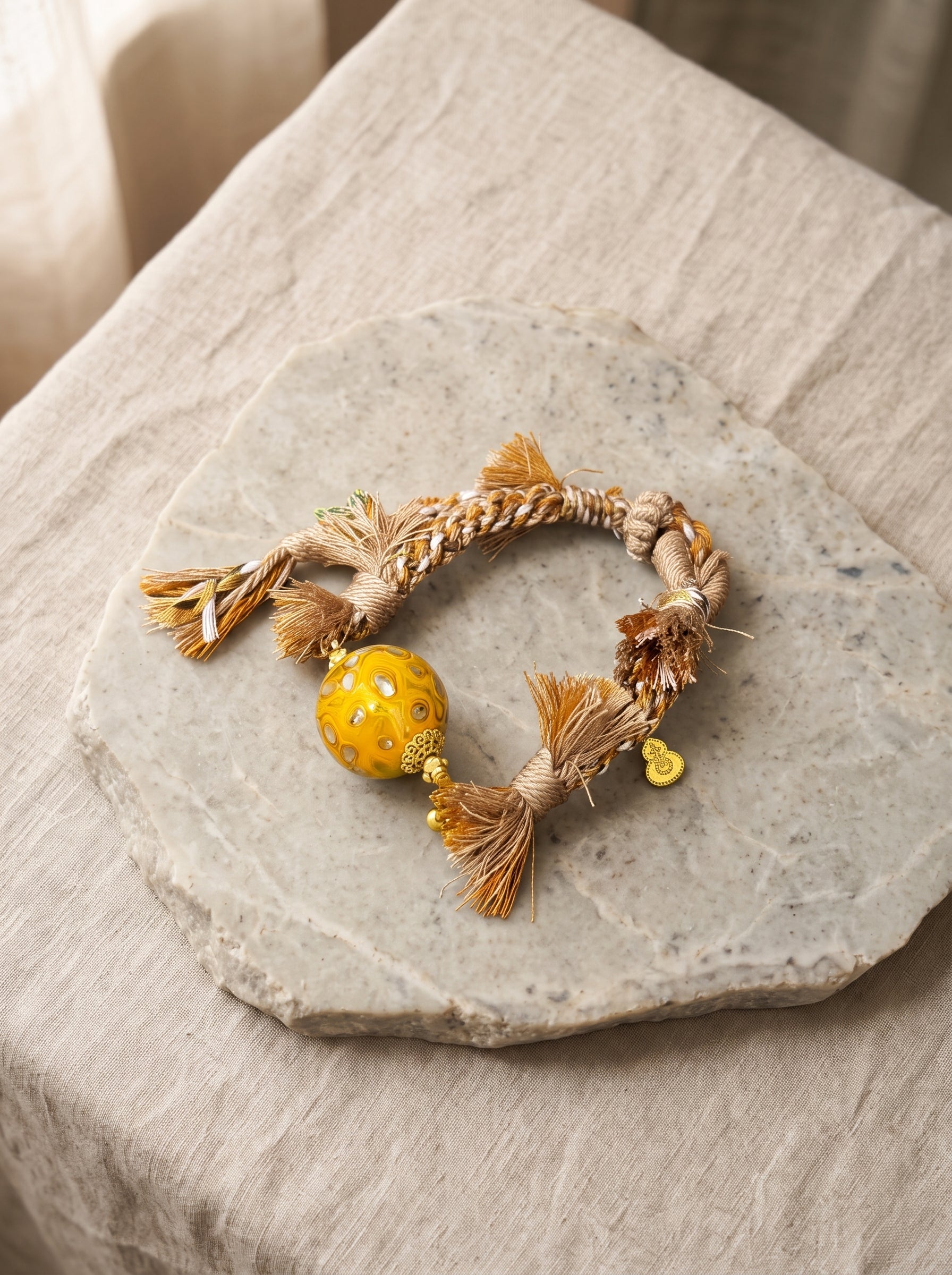Lacquer Bead Handwoven Bracelet