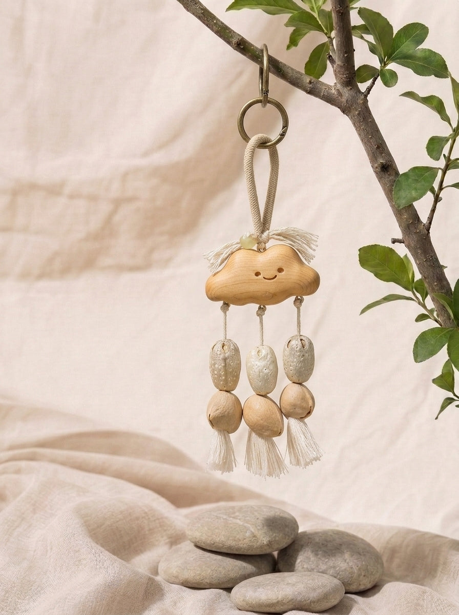 Happy Cloud Carved Fruit Shell Rattle
