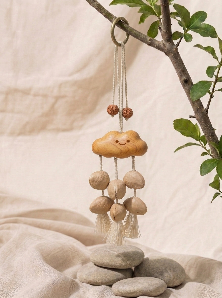 Happy Cloud Carved Fruit Shell Rattle