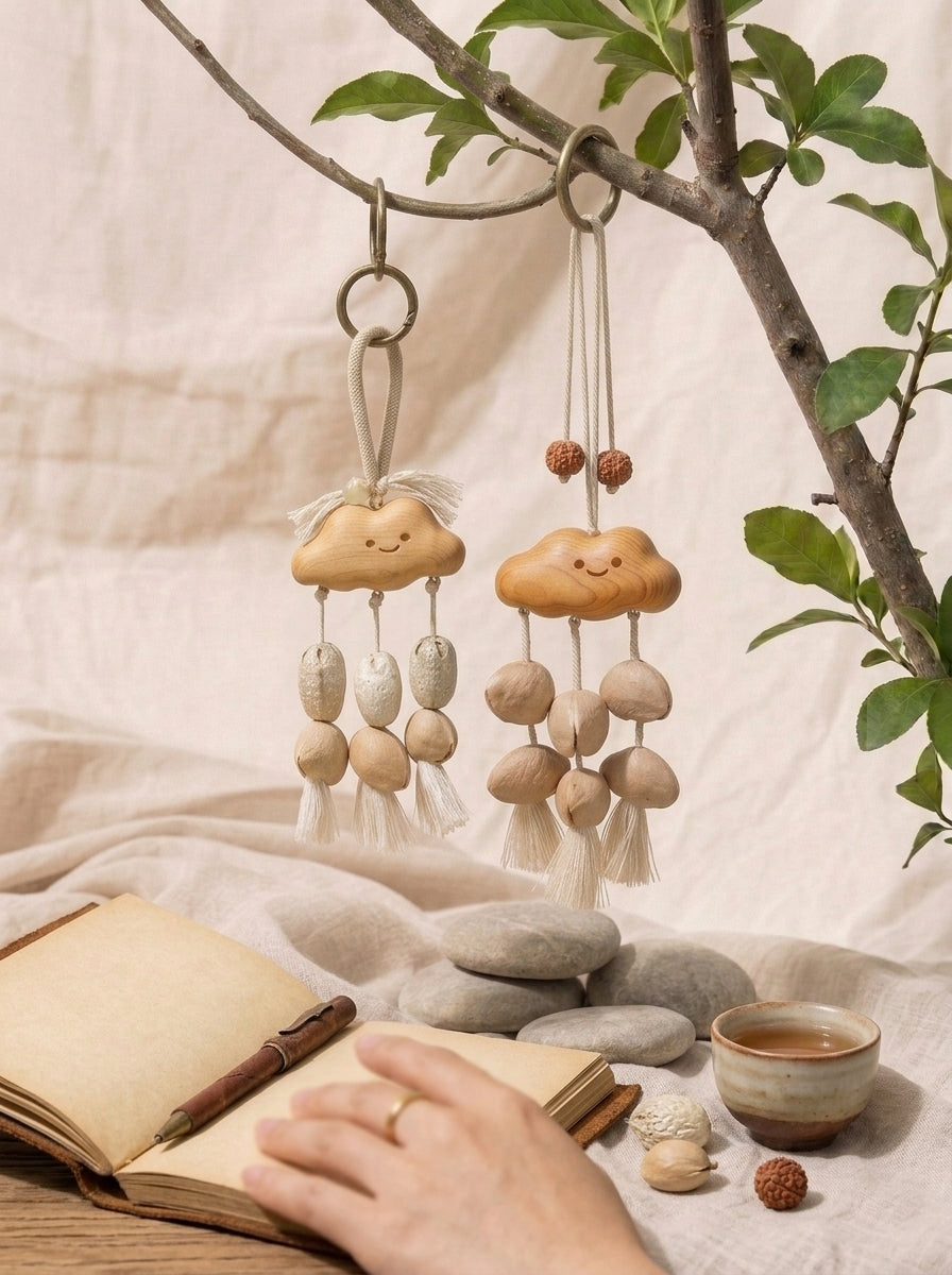 Happy Cloud Carved Fruit Shell Rattle