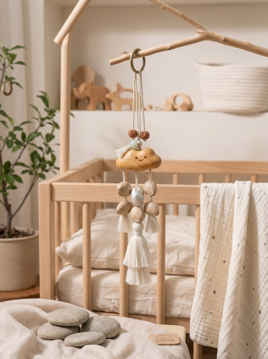 Happy Cloud Carved Fruit Shell Rattle