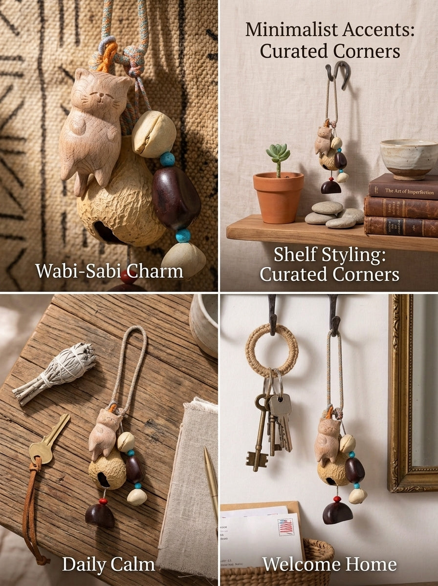 Meow by the Stream Fruit Shell Wind Chime