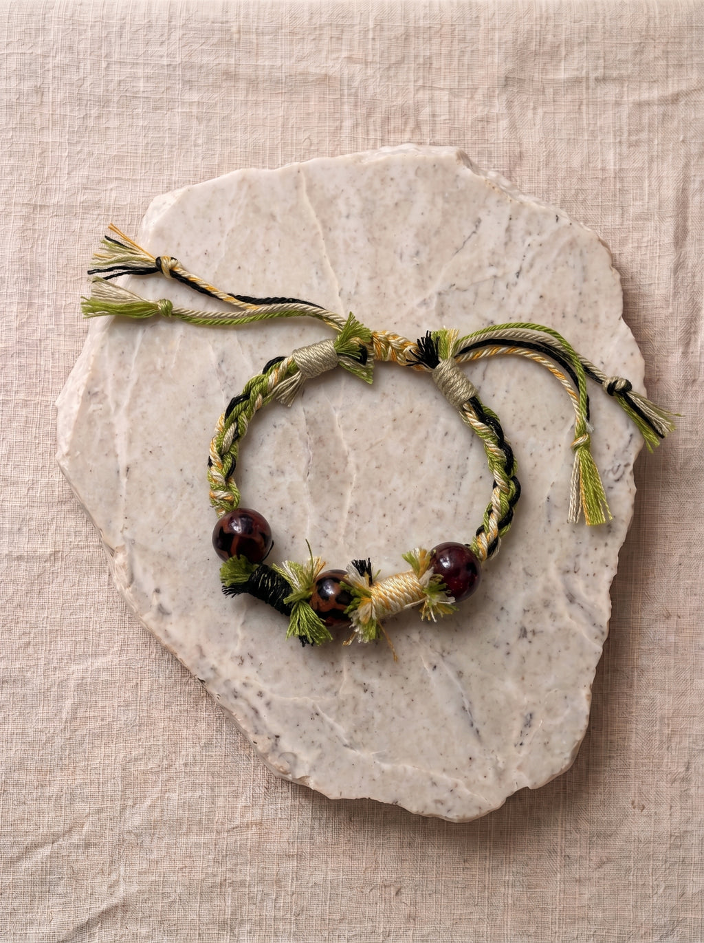 Golden Shimmer Stone Handwoven Bracelet