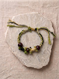 Golden Shimmer Stone Handwoven Bracelet