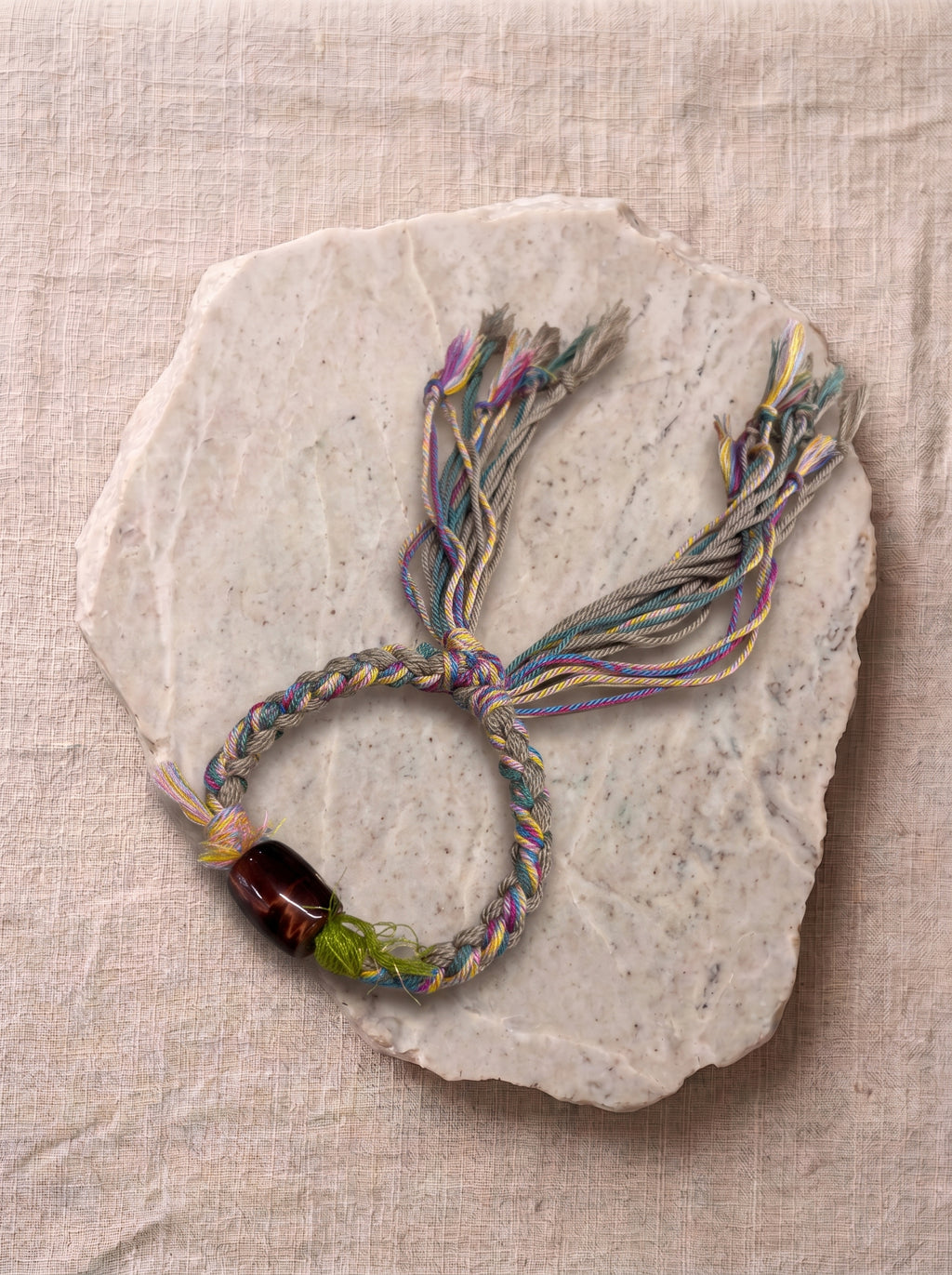 Rainbow Cord Shimmer Stone Bracelet