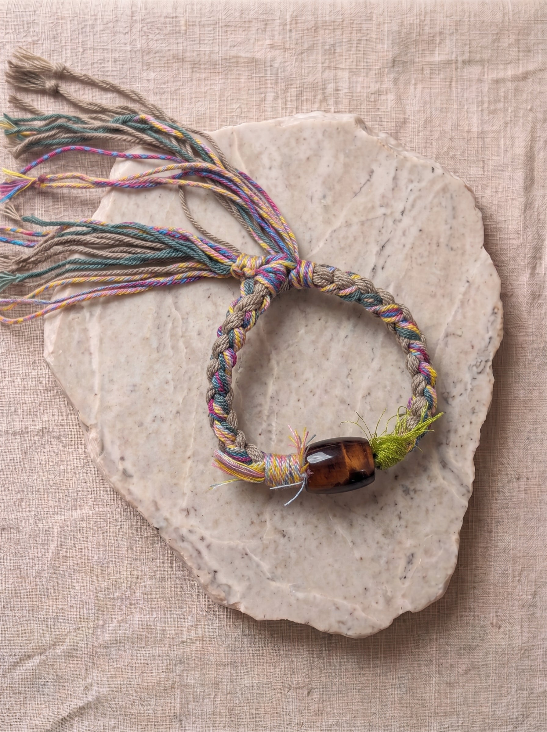 Rainbow Cord Shimmer Stone Bracelet