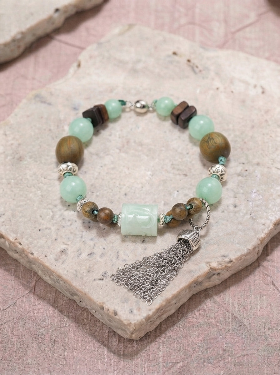 Misty Rain Green Sandalwood Bracelet