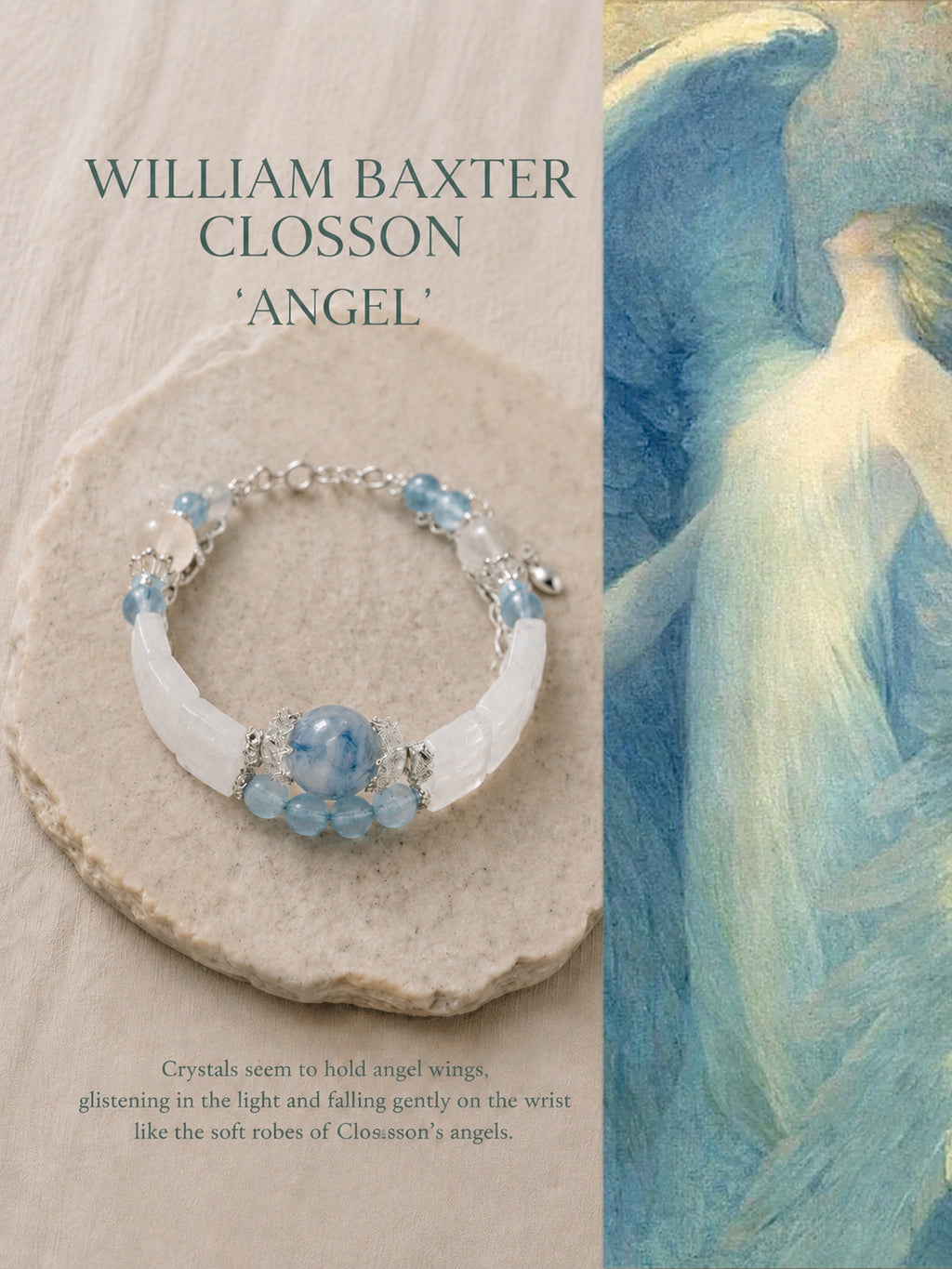 Angel Aquamarine & White Crystal Bracelet