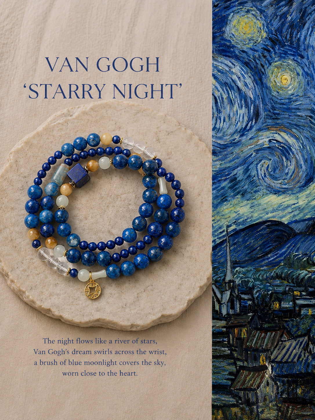 Starry Night Moonlight & Lapis Lazuli Bracelet