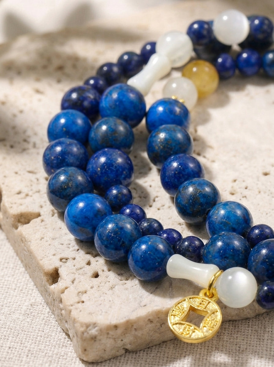 Starry Night Moonlight & Lapis Lazuli Bracelet
