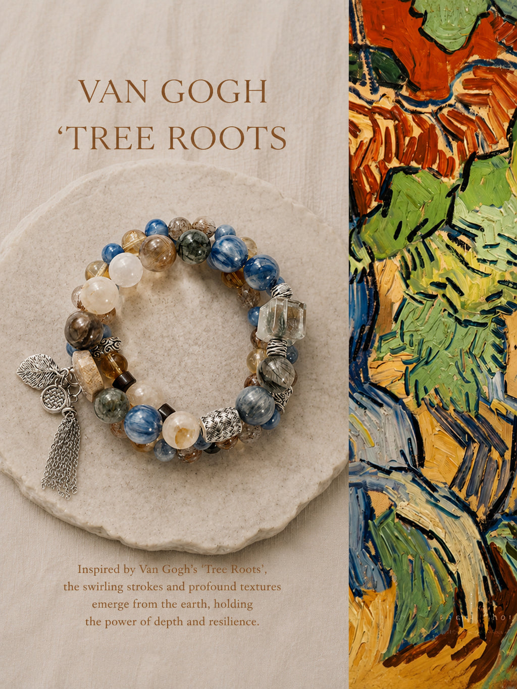 Roots Green Rutilated Quartz & Kyanite Bracelet