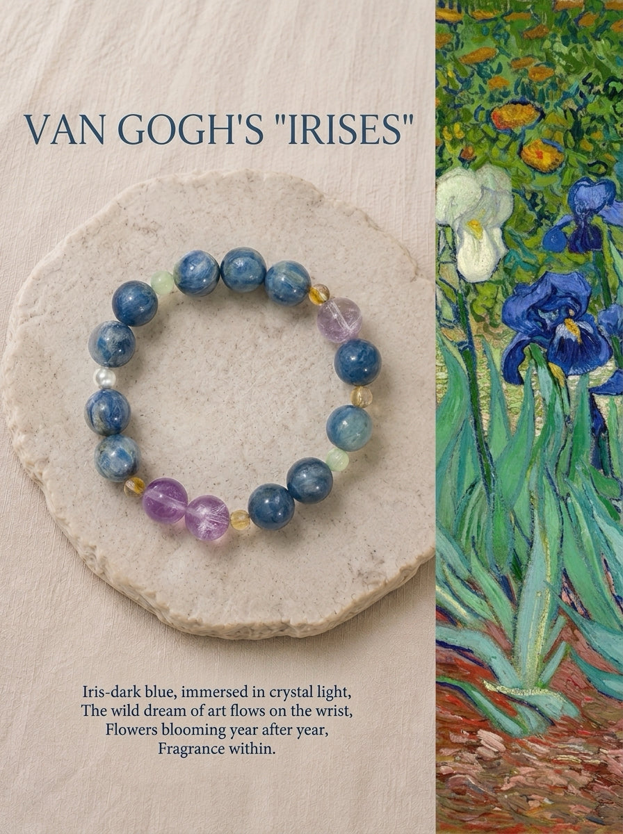Irises Blue Kyanite, Amethyst & Prehnite Bracelet