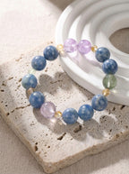 Irises Blue Kyanite, Amethyst & Prehnite Bracelet