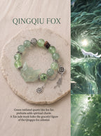 Green Rutilated Quartz & Xiuyu Jade Fox Bracelet
