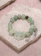 Green Rutilated Quartz & Xiuyu Jade Fox Bracelet