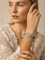 Green Rutilated Quartz & Xiuyu Jade Fox Bracelet