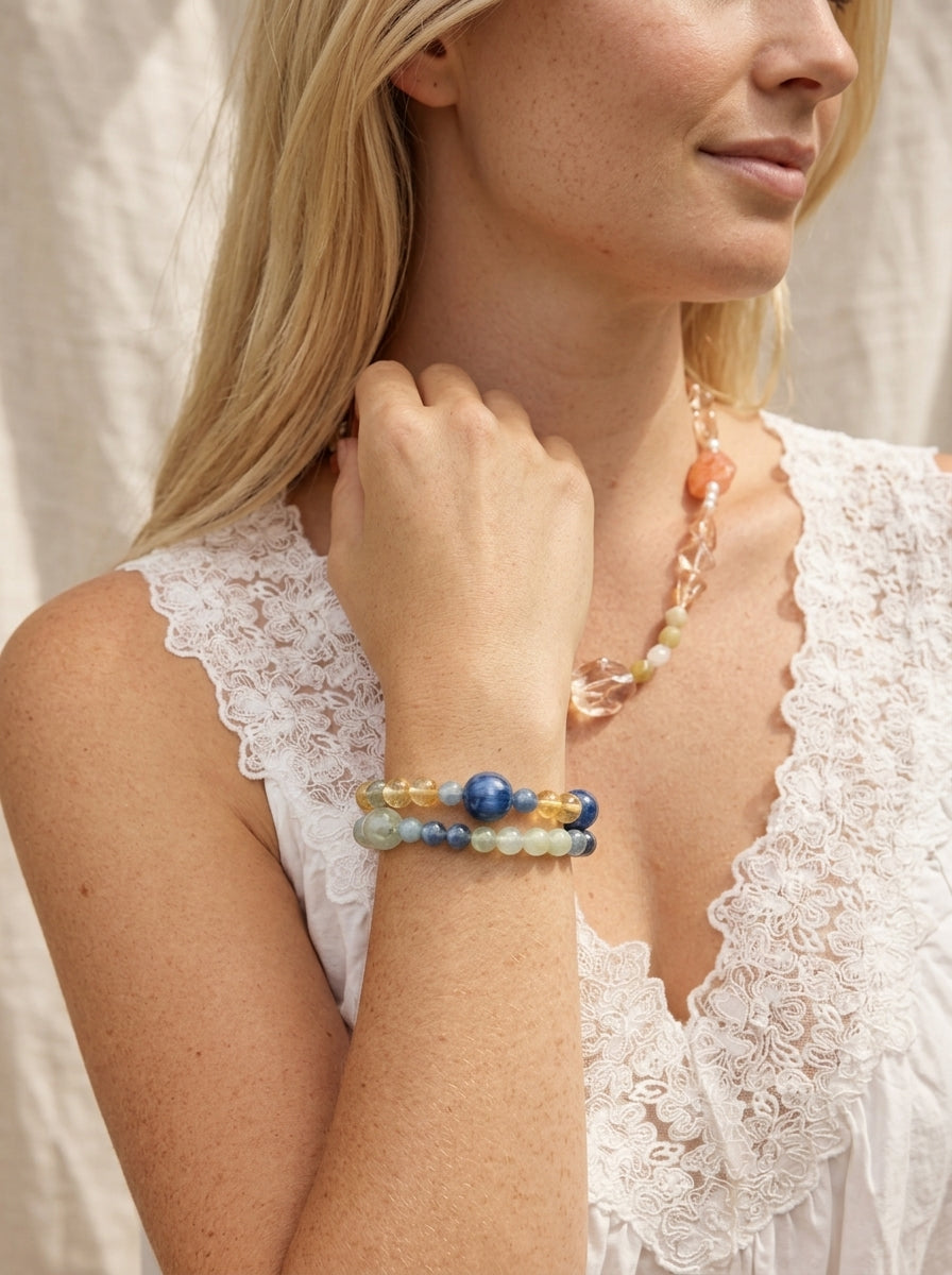 Summer Isles Blue Kyanite Yellow Quartz Bracelet