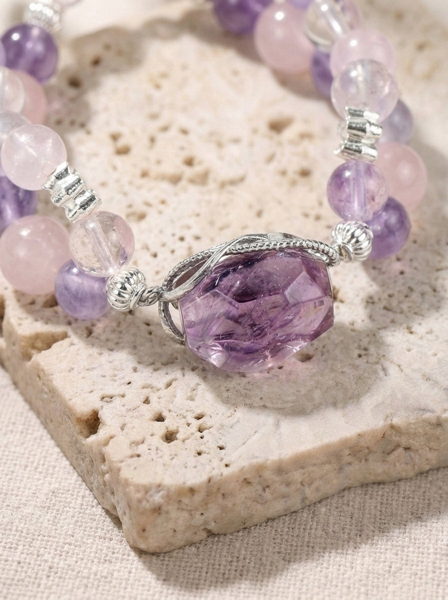 Lilacs by the Window Fluorite Amethyst  Bracelet