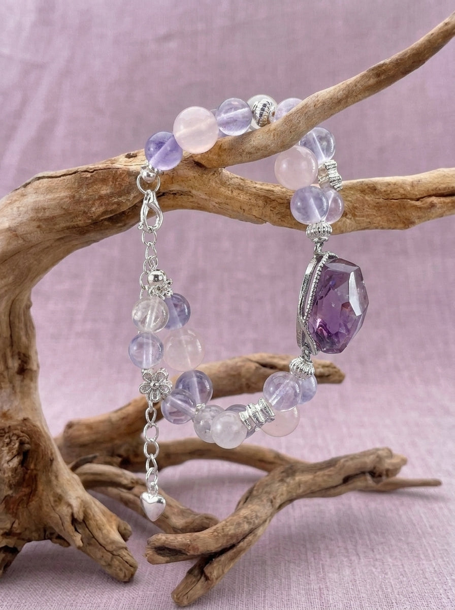 Lilacs by the Window Fluorite Amethyst  Bracelet