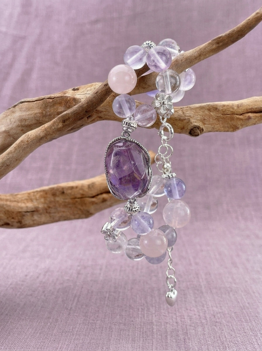 Lilacs by the Window Fluorite Amethyst  Bracelet