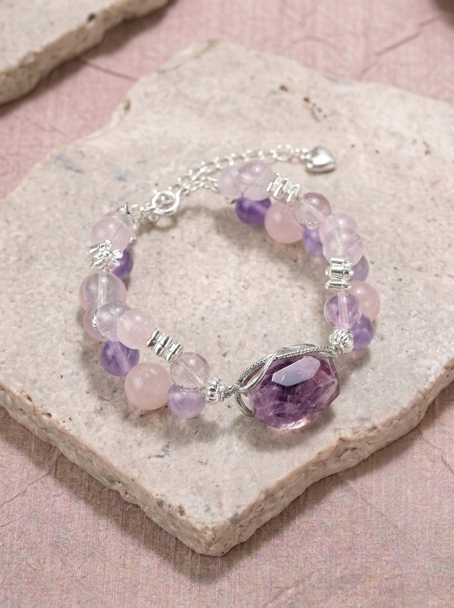 Lilacs by the Window Fluorite Amethyst  Bracelet